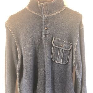 Lucky Brand Los Angeles Size Medium 1/4 button up sweatshirt in true indigo,